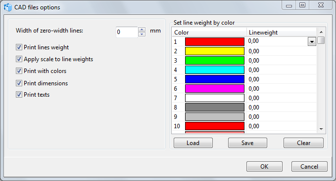 Conversion And Print > Batch Print > CAD Files Options