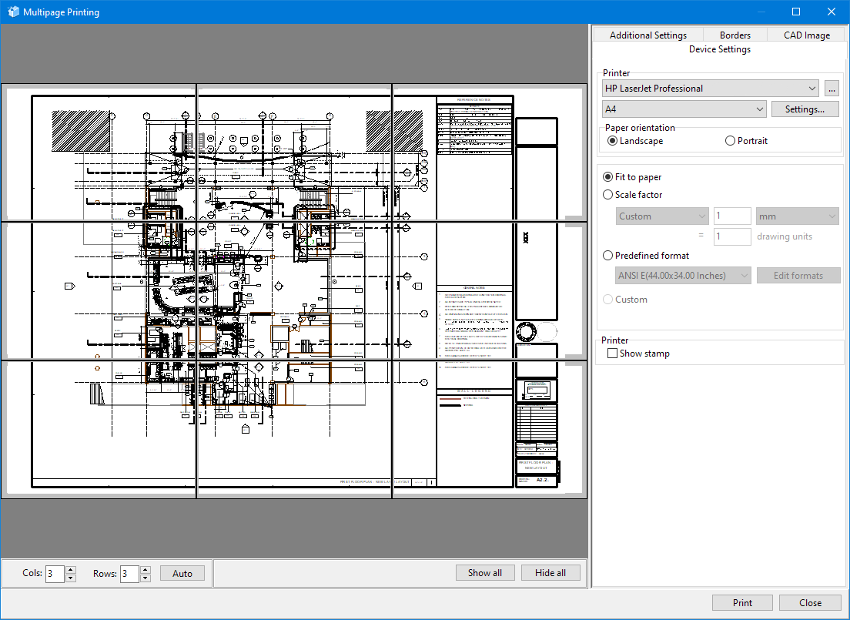 Dialog window of the Multipage printing command