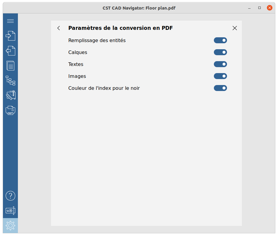 Configuration de la conversion des fichiers PDF