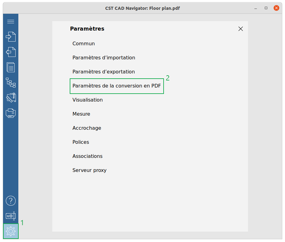 Configuration de la conversion