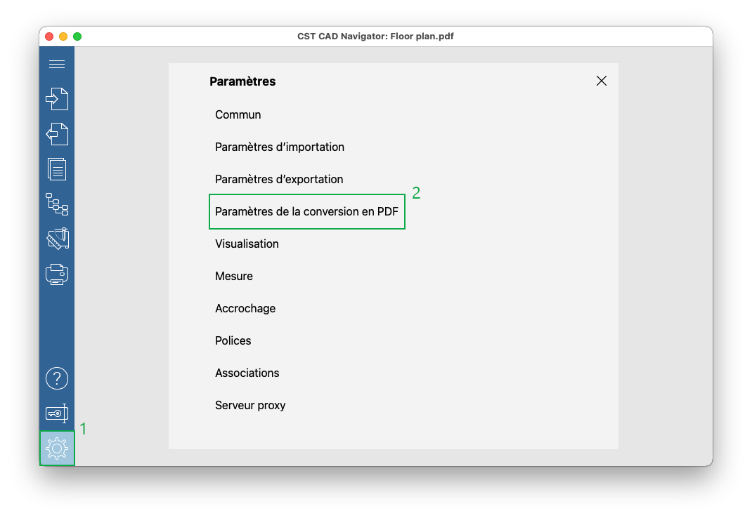 Configuration de la conversion