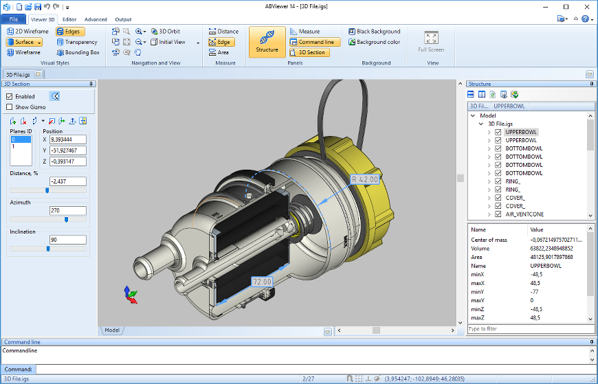 Section of a 3D model