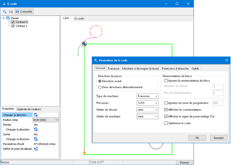 Génération de G-code à partir de fichiers DWG/DXF