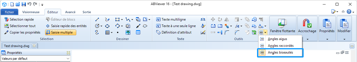 Le mode Angles biseautés dans ABViewer 16.3