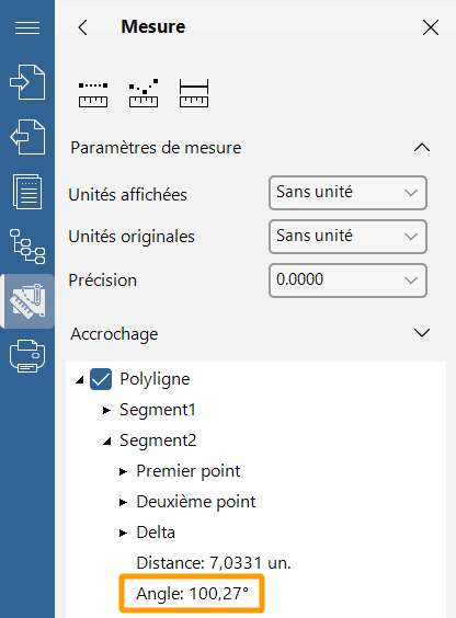 Les informations sur l'angle dans CST CAD Navigator 16.0.0.5