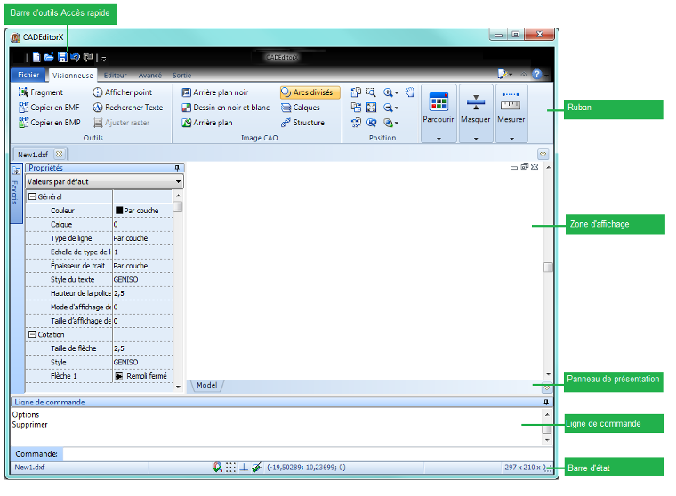 l'interface standard de CADEditorX
